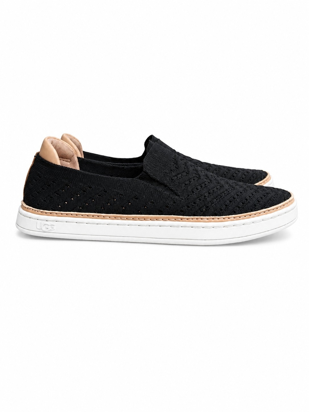 UGG Sammy Chevron Knit Slip-On Sneakers Black Size 6 Comfort Flats EUC - Picture 4 of 14